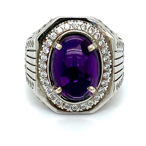Amethyst 5.10ct Platinum Finish Solid Silver Ring